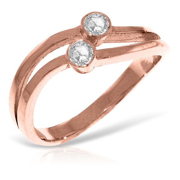 Galaxy Gold Products Jewelry - 14K. SOLID GOLD RING WITH 0.20 CT. NATURAL DIAMONDS (Rose Gold)
